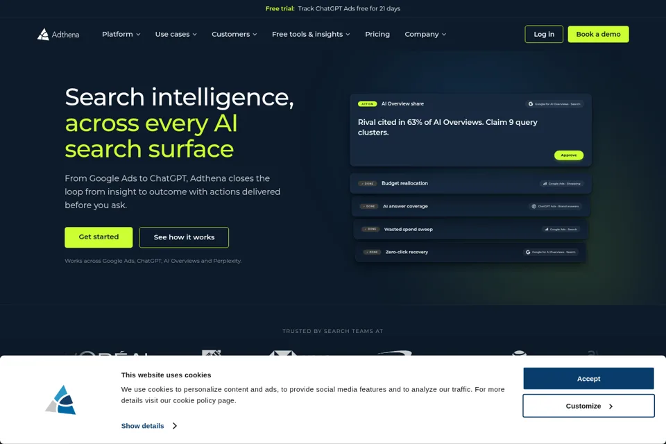 Aperçu de la landing page