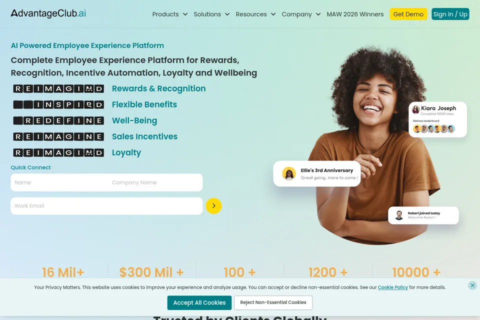 Aperçu de la landing page