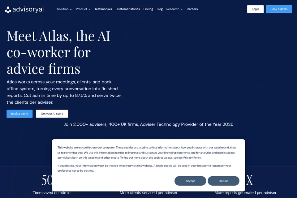 Aperçu de la landing page
