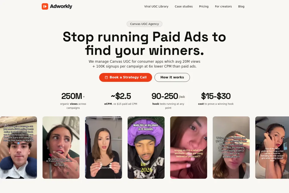 Aperçu de la landing page