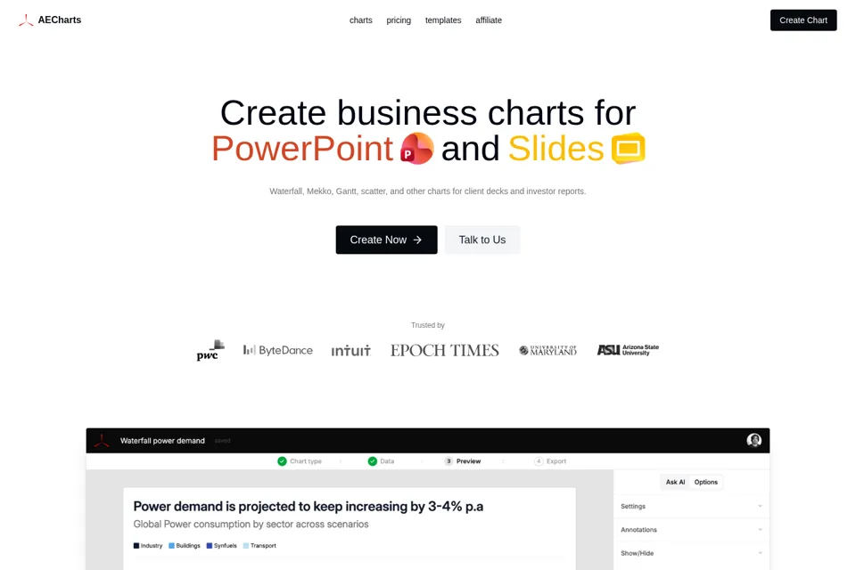 Aperçu de la landing page