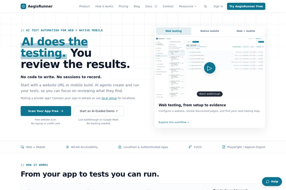 Aperçu de la landing page
