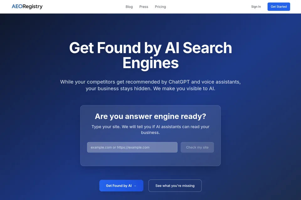 Aperçu de la landing page