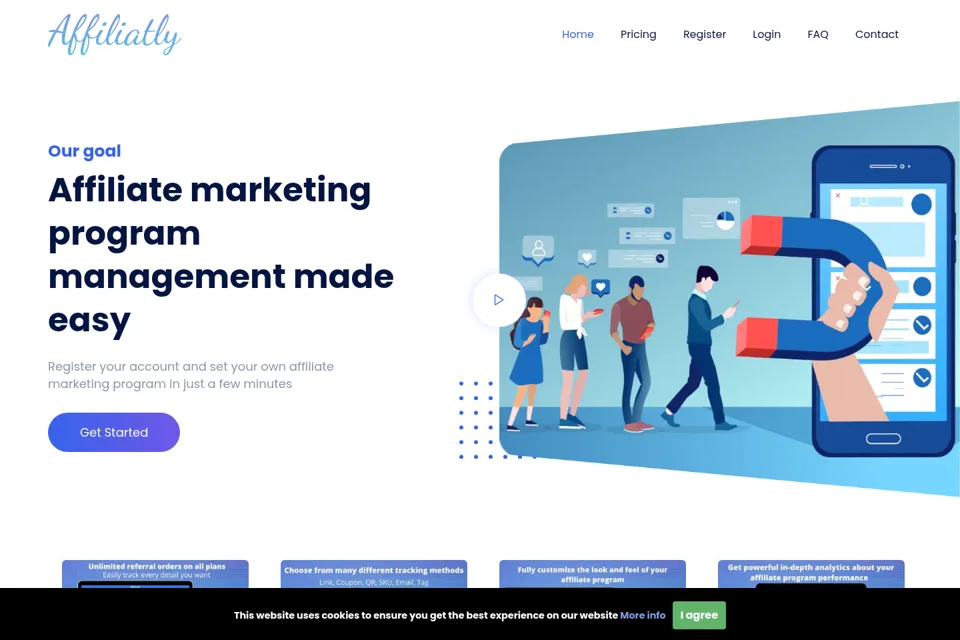 Aperçu de la landing page