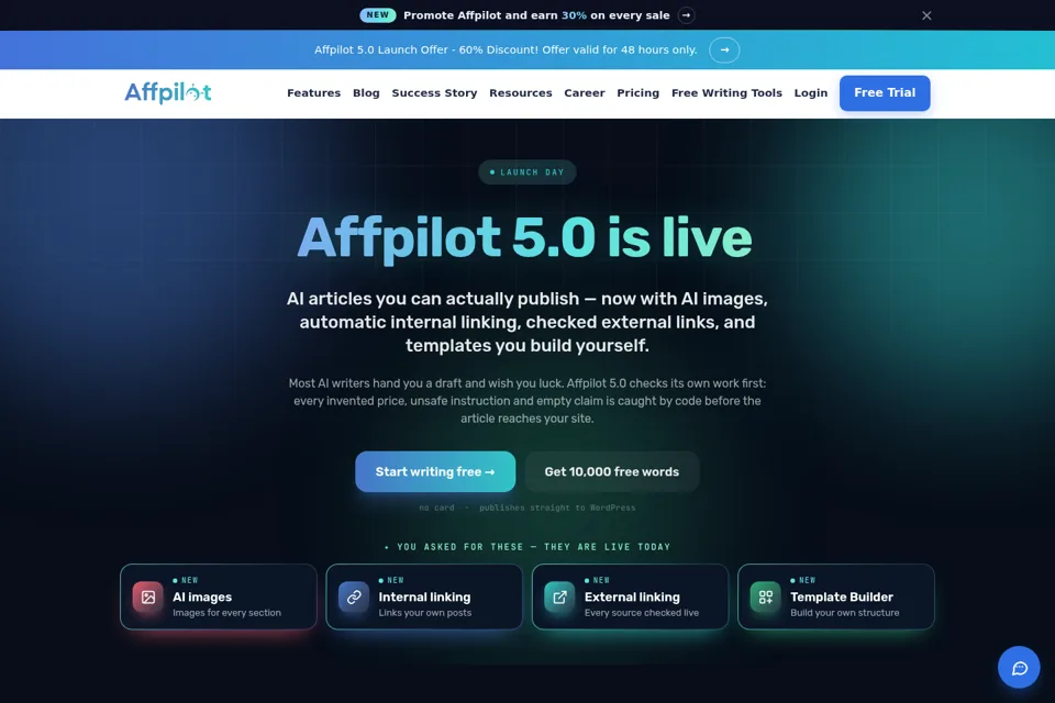 Aperçu de la landing page