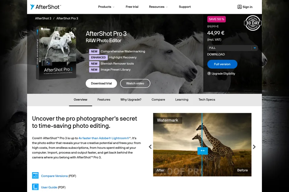 Aperçu de la landing page