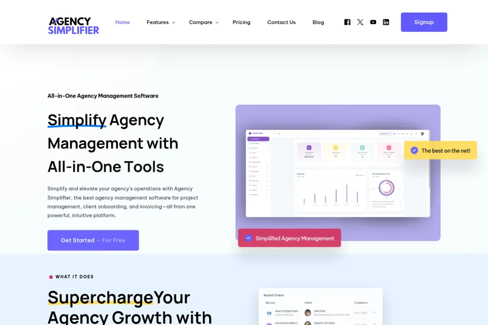 Aperçu de la landing page