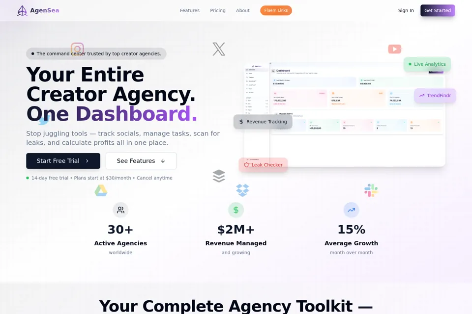Aperçu de la landing page