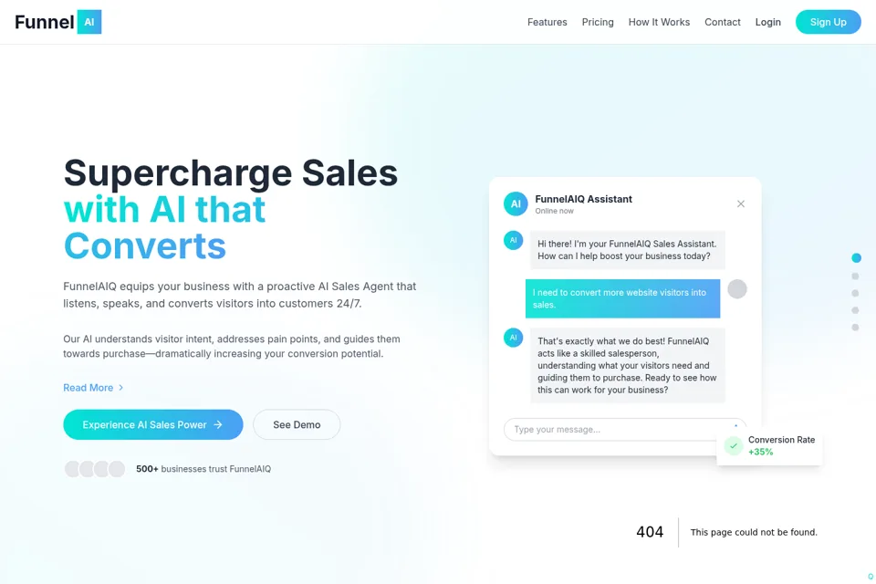 Aperçu de la landing page
