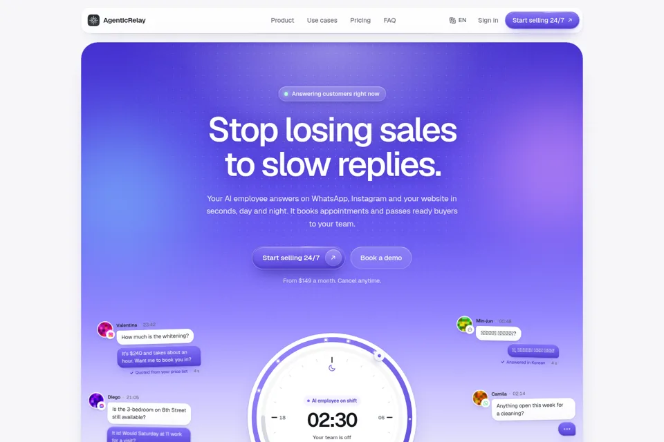 Aperçu de la landing page