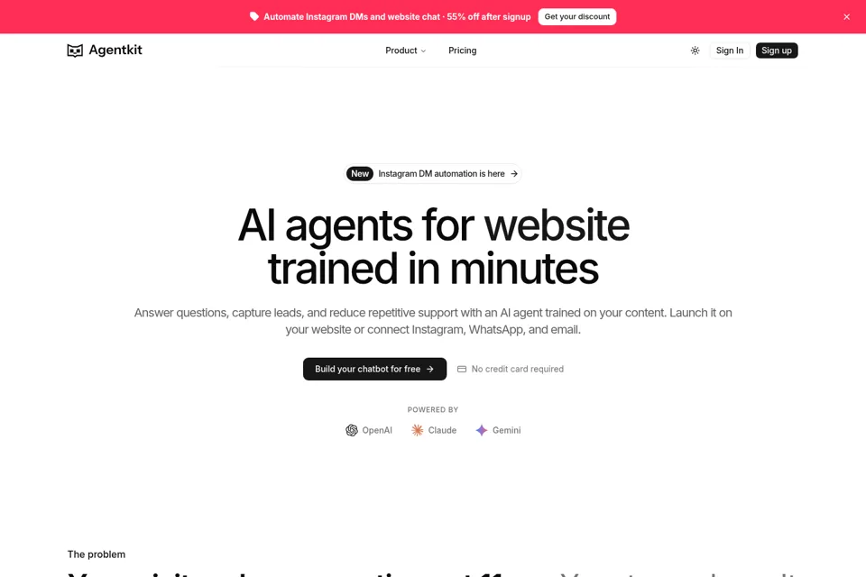 Aperçu de la landing page