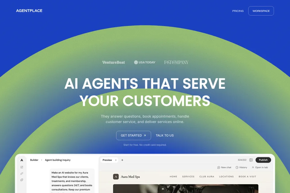 Aperçu de la landing page
