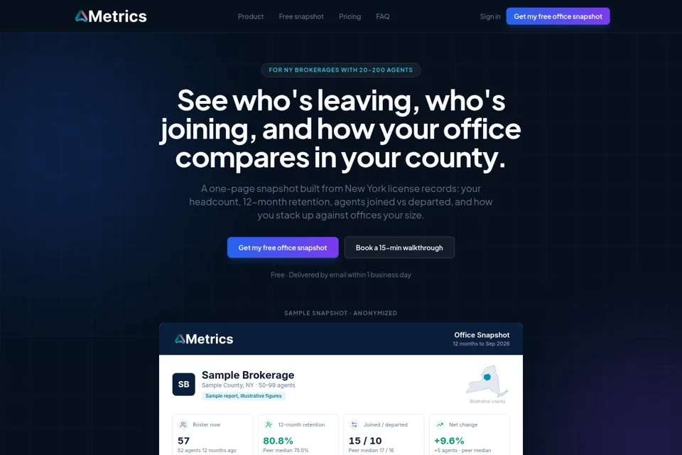 Aperçu de la landing page