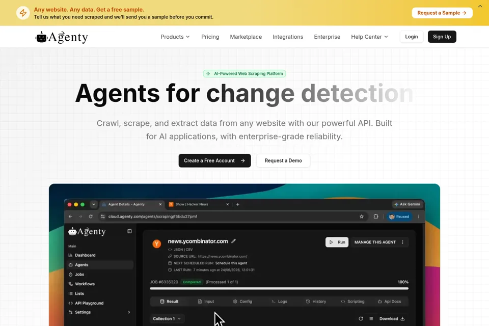 Aperçu de la landing page