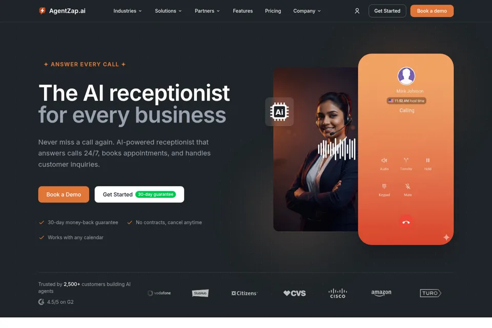 Aperçu de la landing page