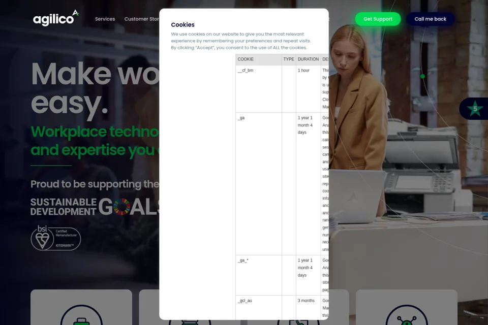 Aperçu de la landing page