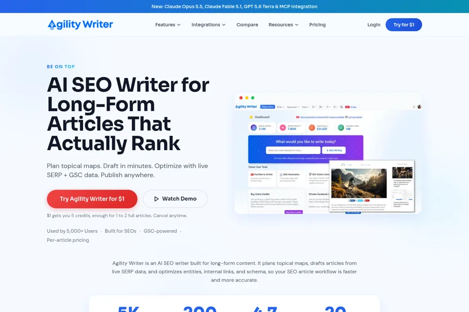 Aperçu de la landing page