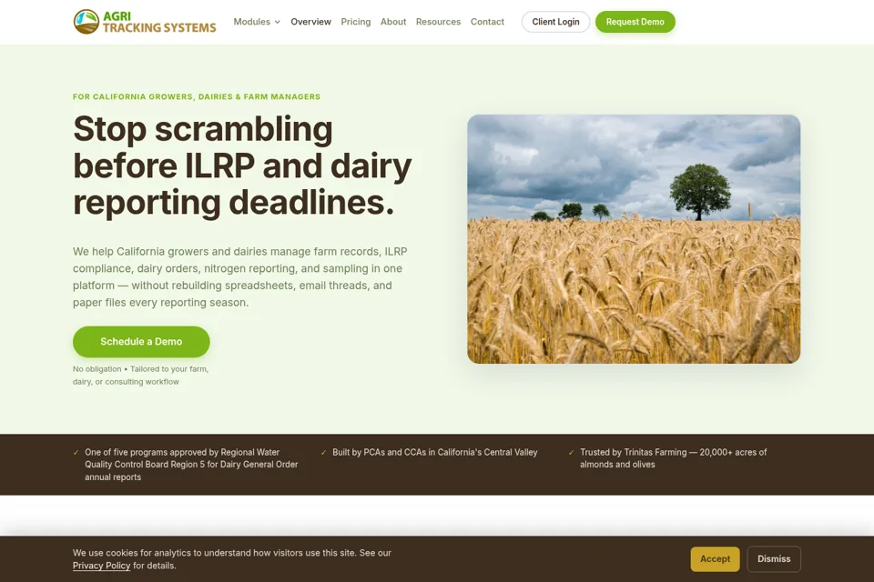 Aperçu de la landing page