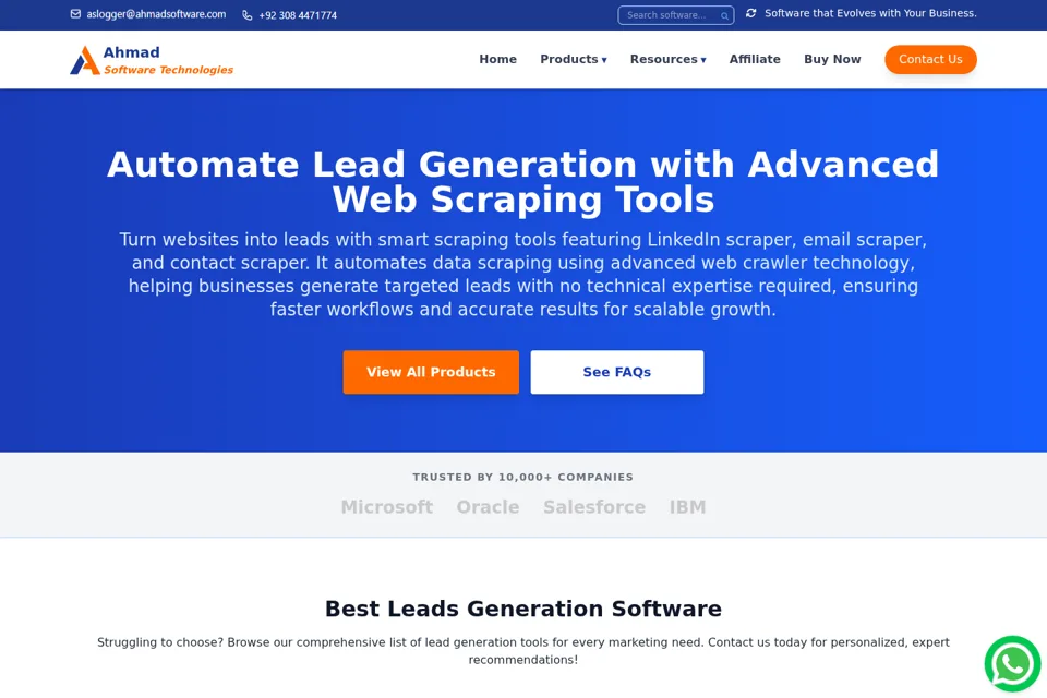 Aperçu de la landing page