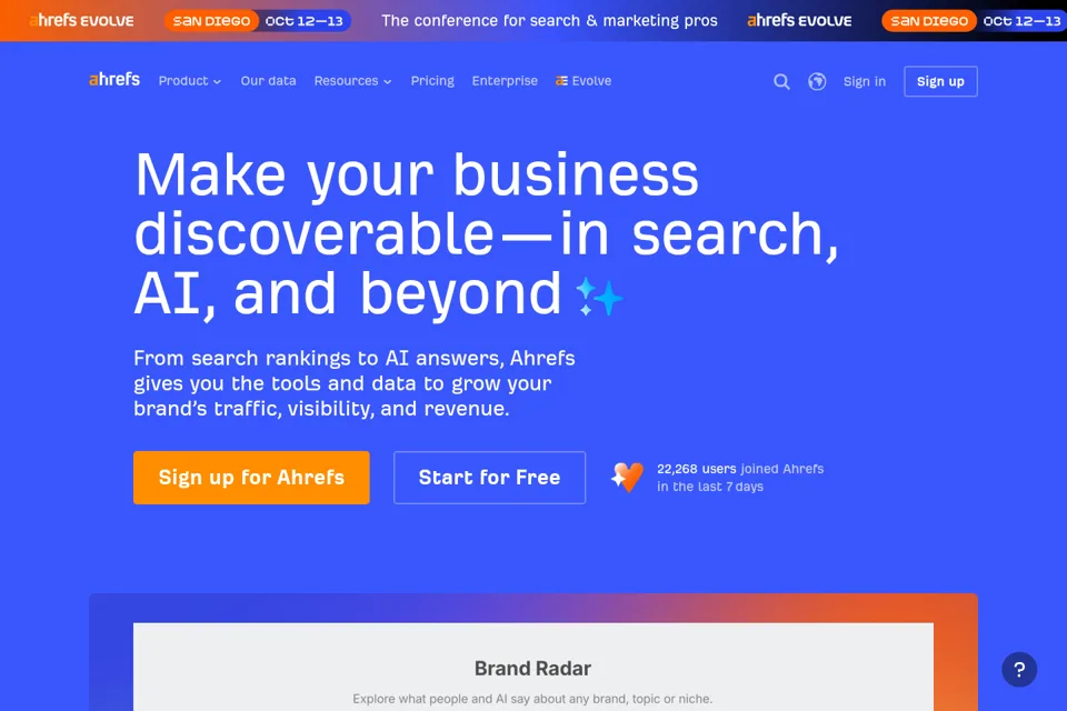 Aperçu de la landing page
