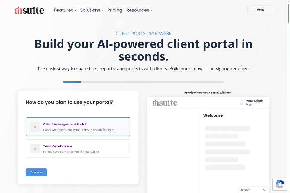 Aperçu de la landing page