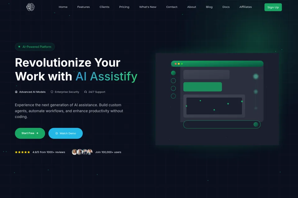 Aperçu de la landing page