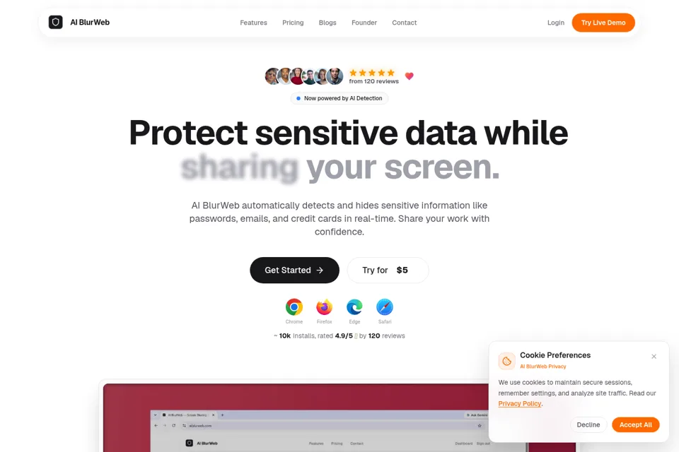 Aperçu de la landing page
