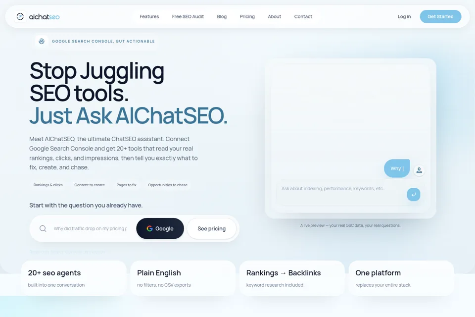 Aperçu de la landing page