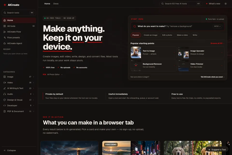 Aperçu de la landing page