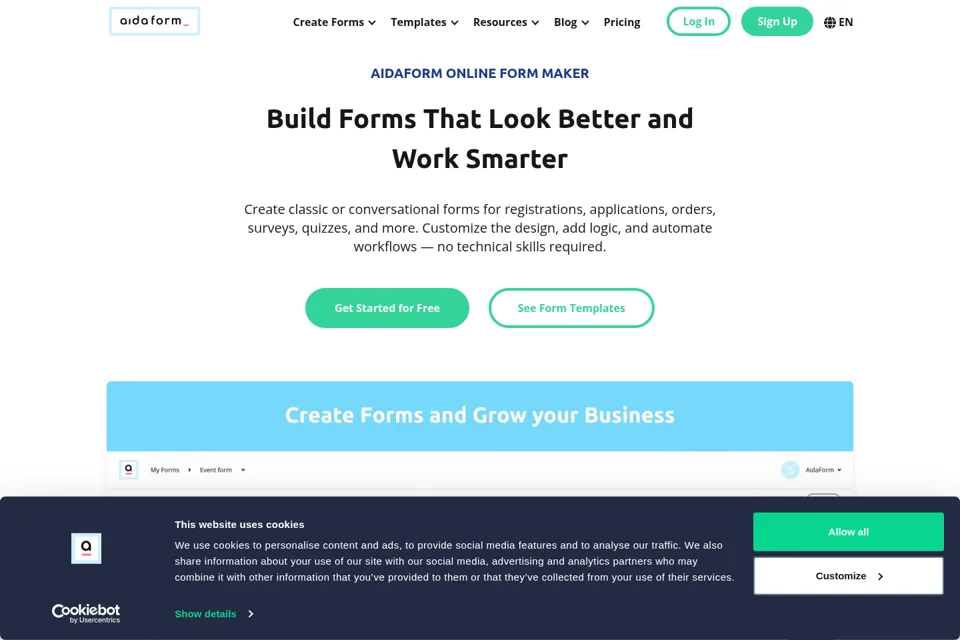 Aperçu de la landing page