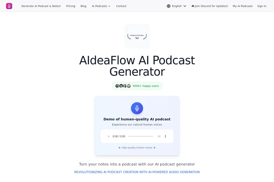 Aperçu de la landing page