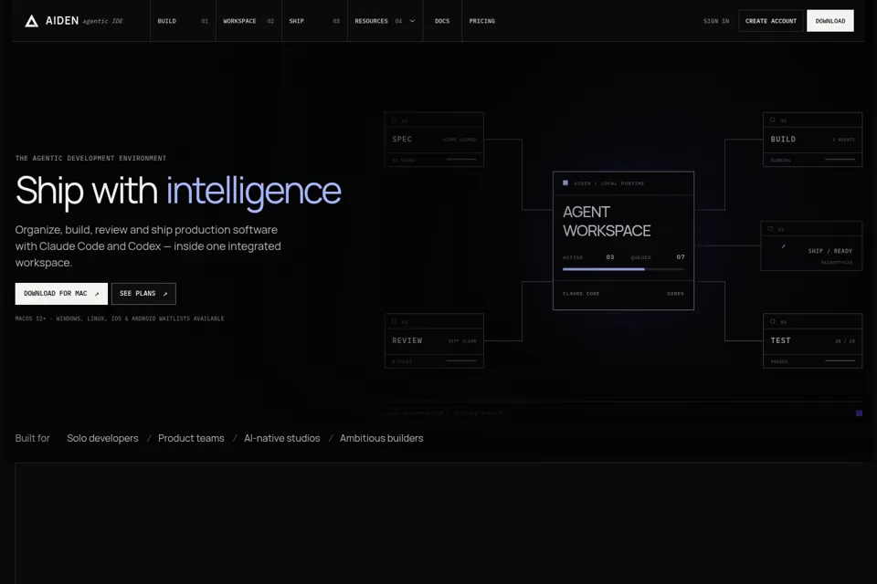 Aperçu de la landing page