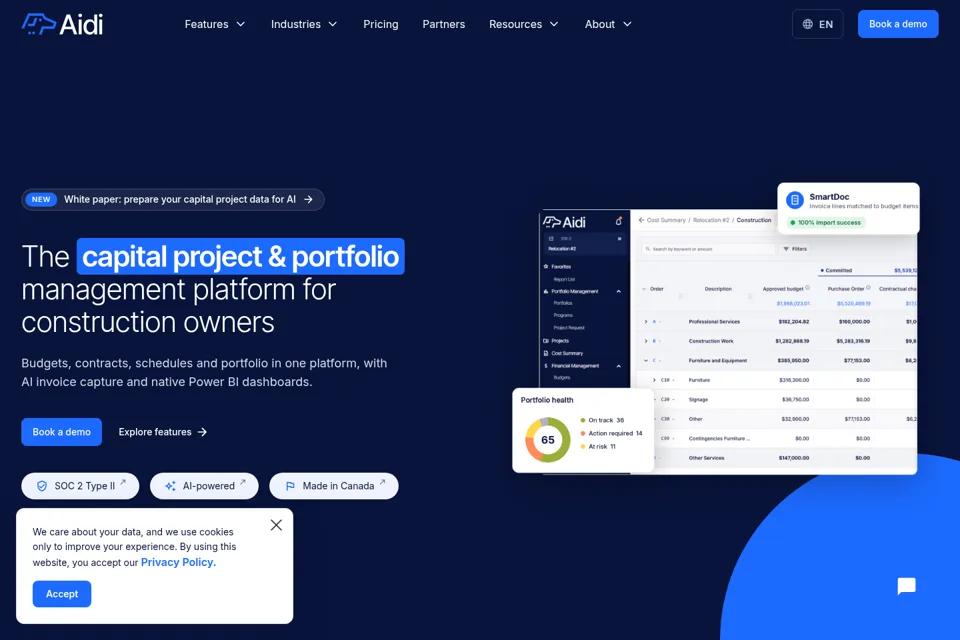 Aperçu de la landing page