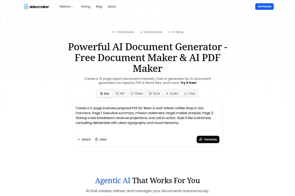Aperçu de la landing page