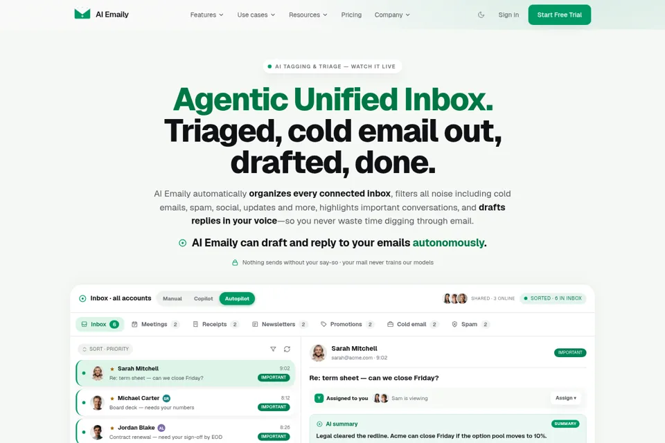 Aperçu de la landing page