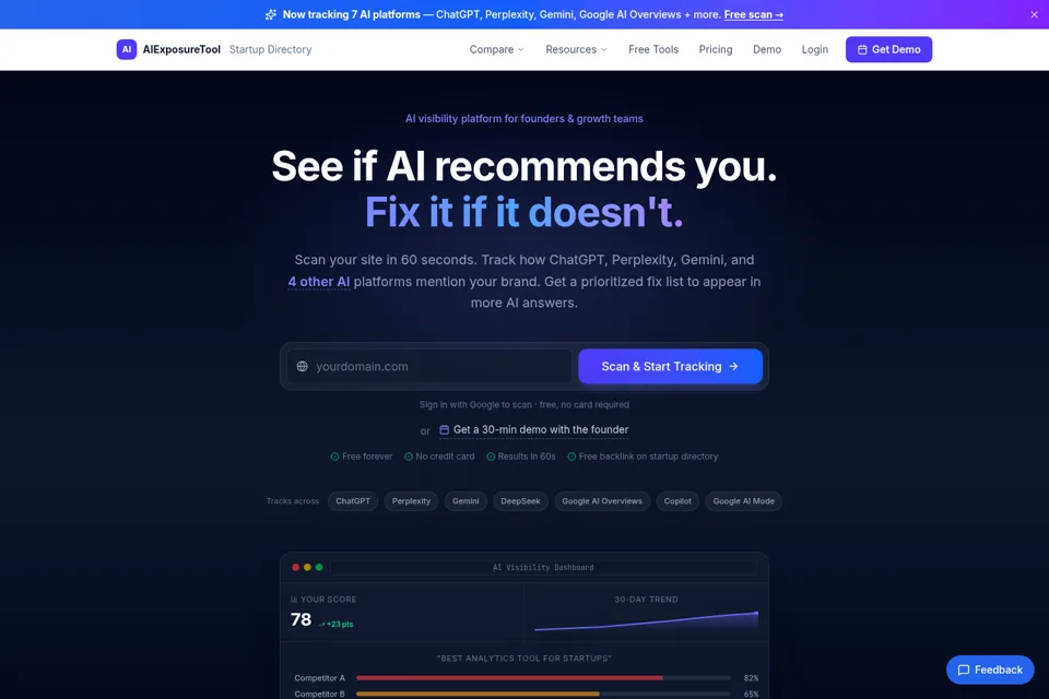 Aperçu de la landing page