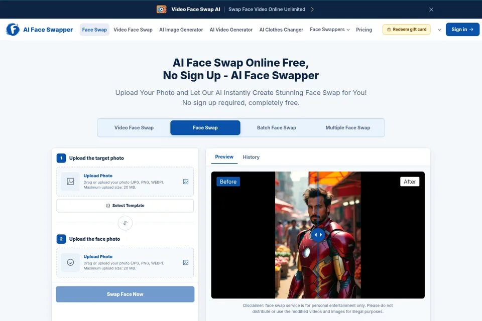 Aperçu de la landing page