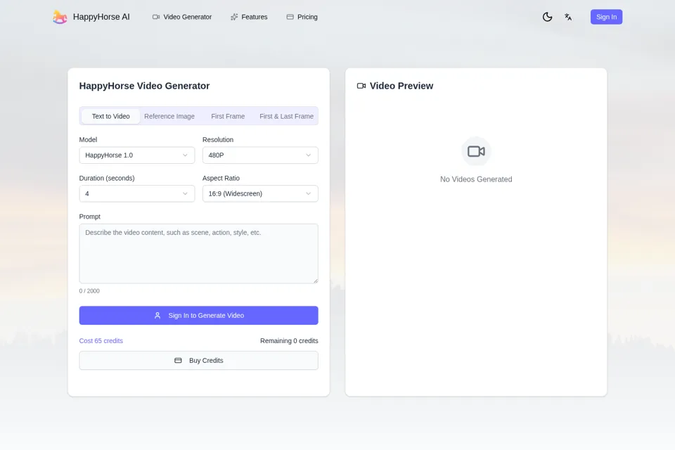 Aperçu de la landing page
