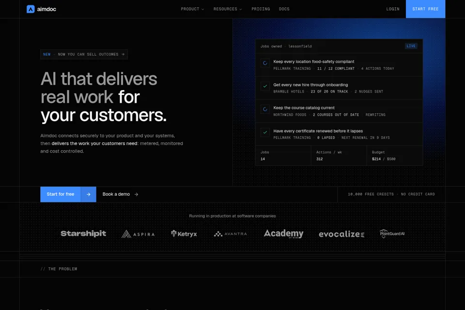 Aperçu de la landing page