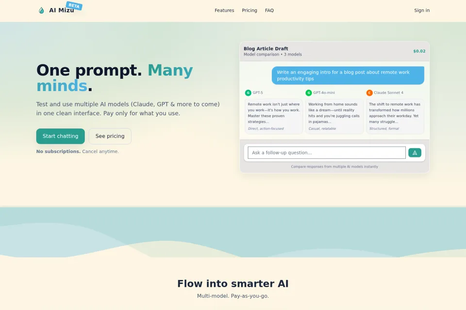 Aperçu de la landing page