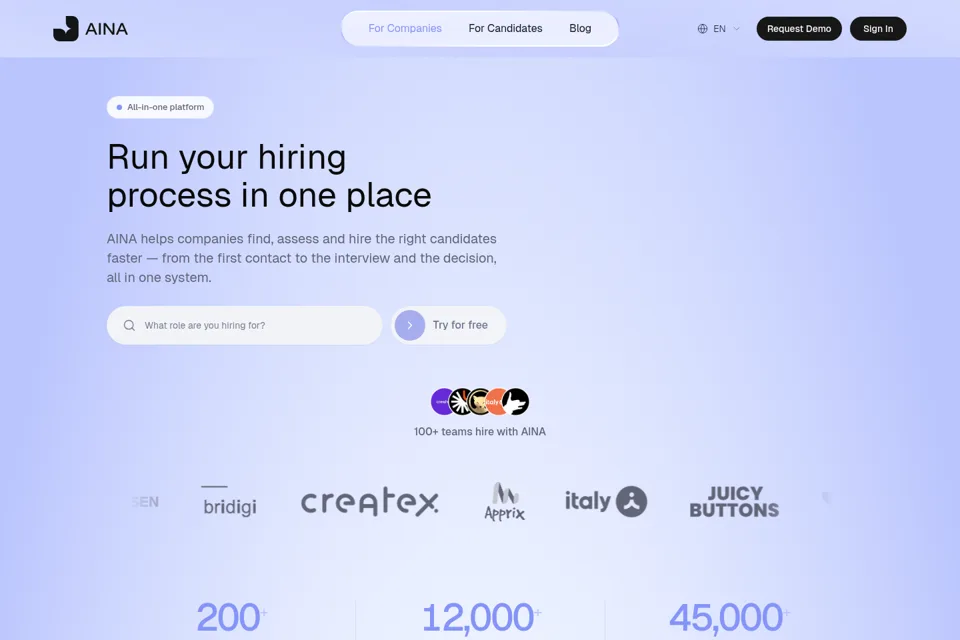 Aperçu de la landing page