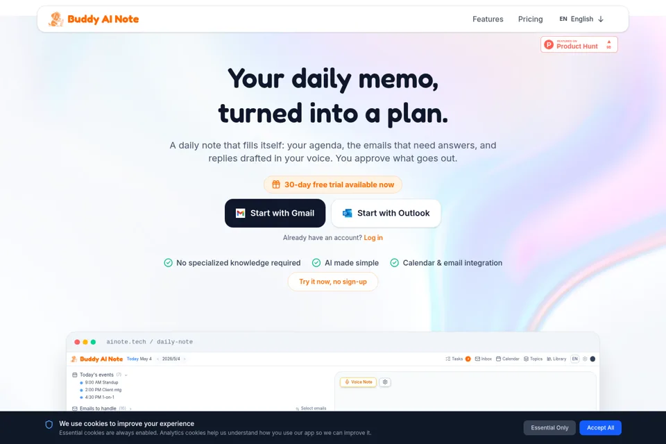 Aperçu de la landing page