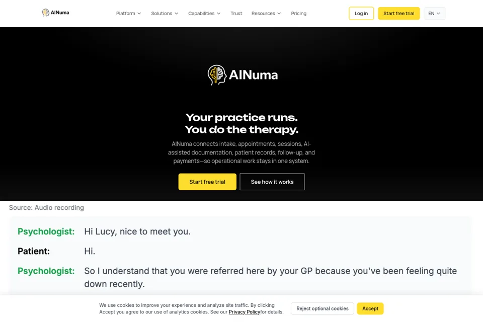 Aperçu de la landing page