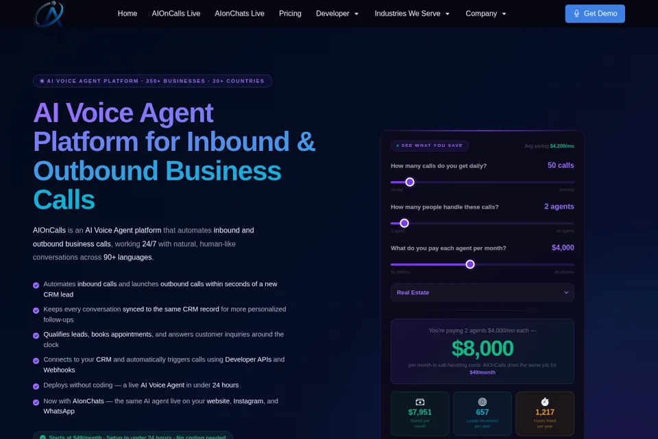 Aperçu de la landing page