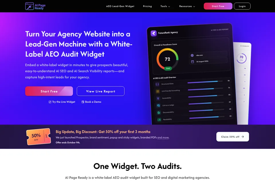 Aperçu de la landing page