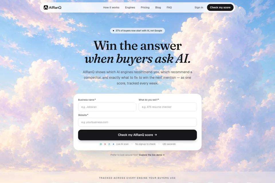 Aperçu de la landing page