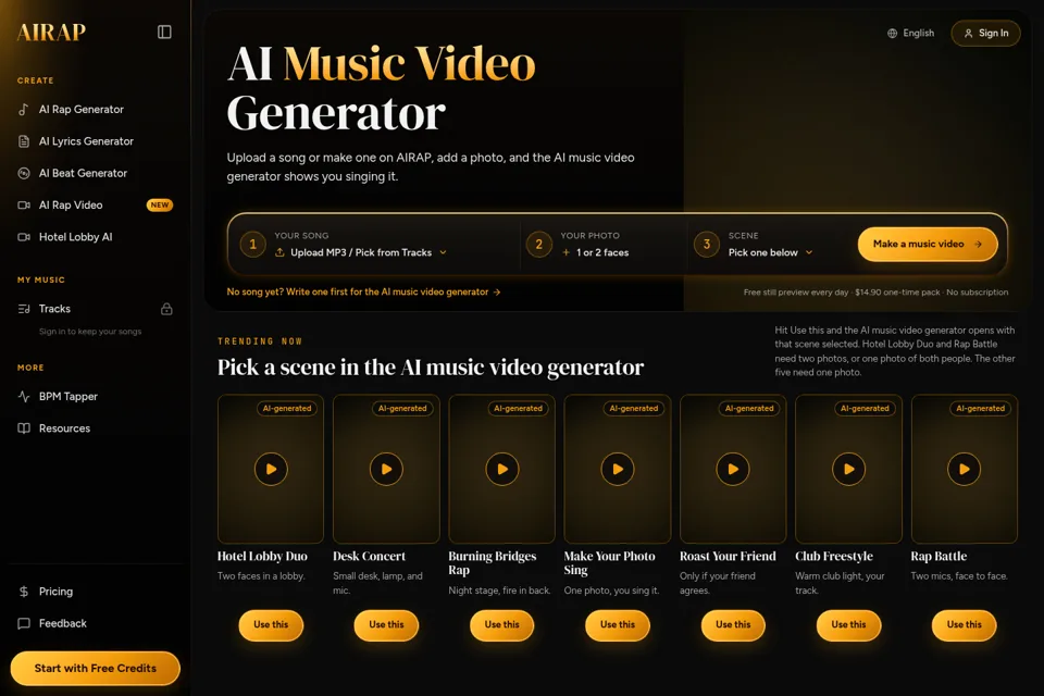 Aperçu de la landing page
