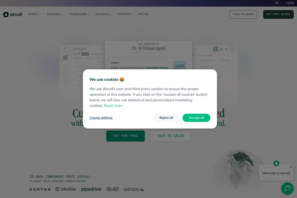 Aperçu de la landing page