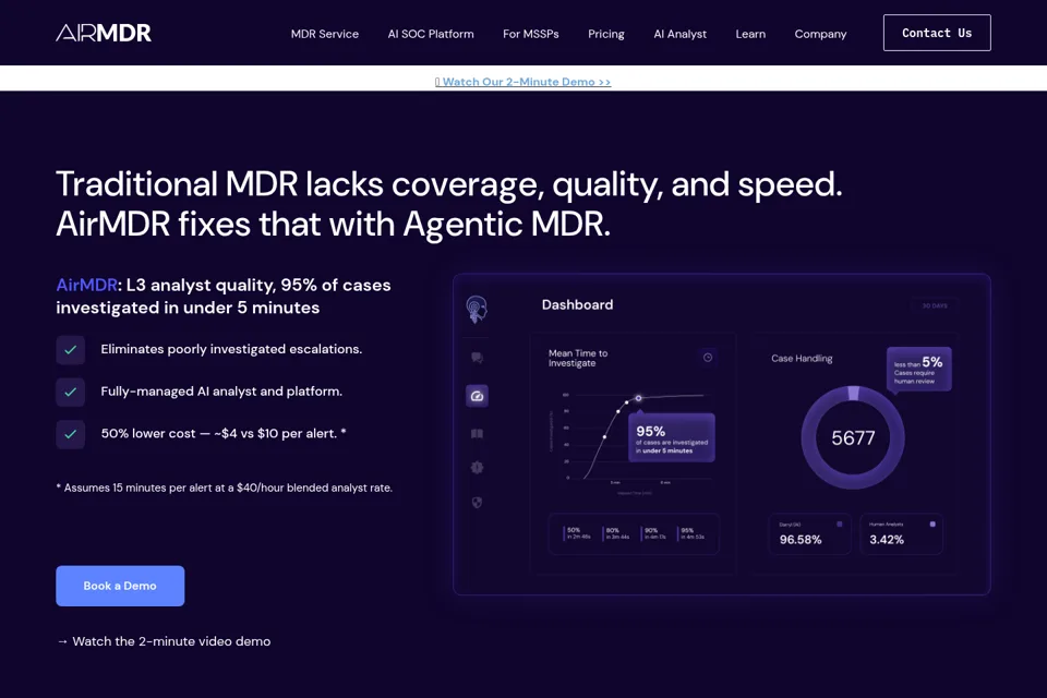 Aperçu de la landing page