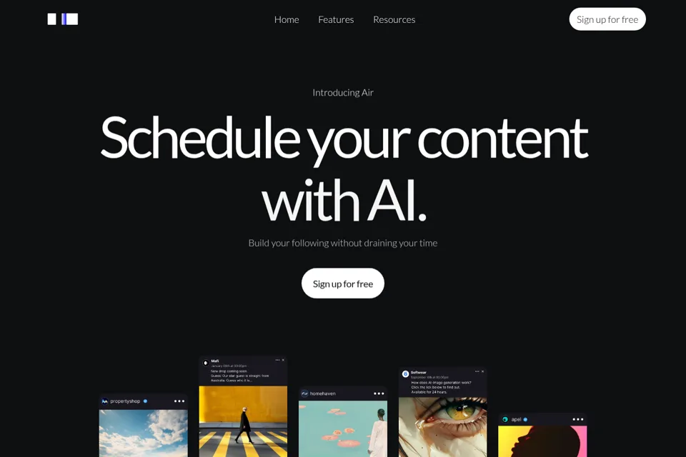 Aperçu de la landing page